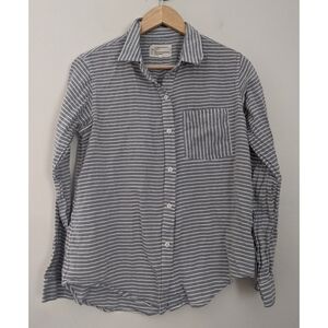 Current/Elliott Chambray and White Striped Cotton Button Up Shirt Size Small